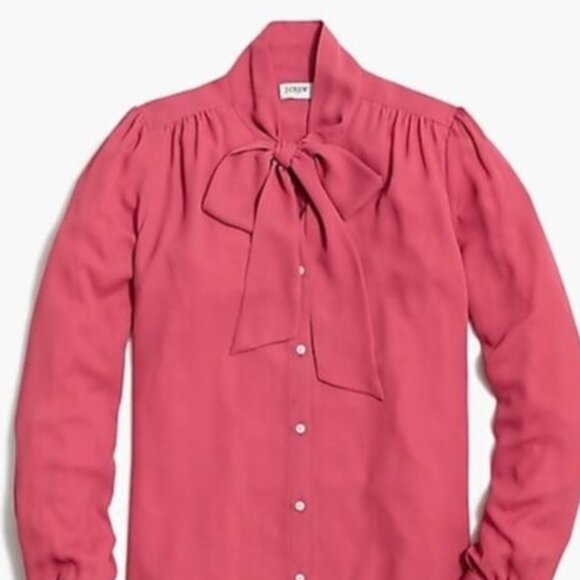 J. Crew Long Sleeve Drapey Tie-neck Blouse in Vintage Rose Feminine Women's XL - Picture 2 of 7